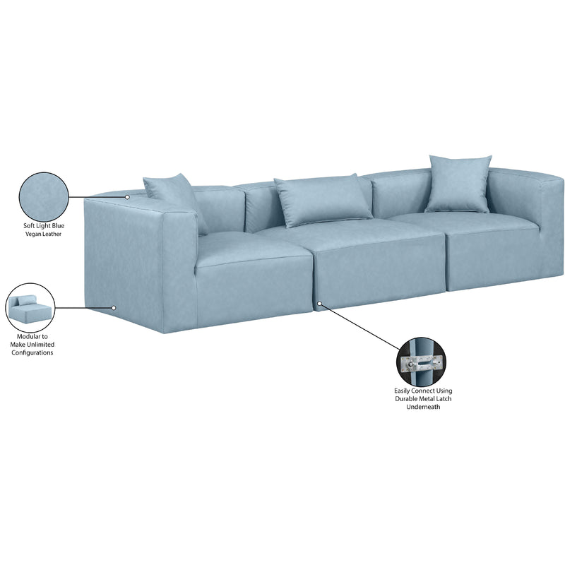 Meridian Cube Light Blue Vegan Leather Modular Sofa IMAGE 9