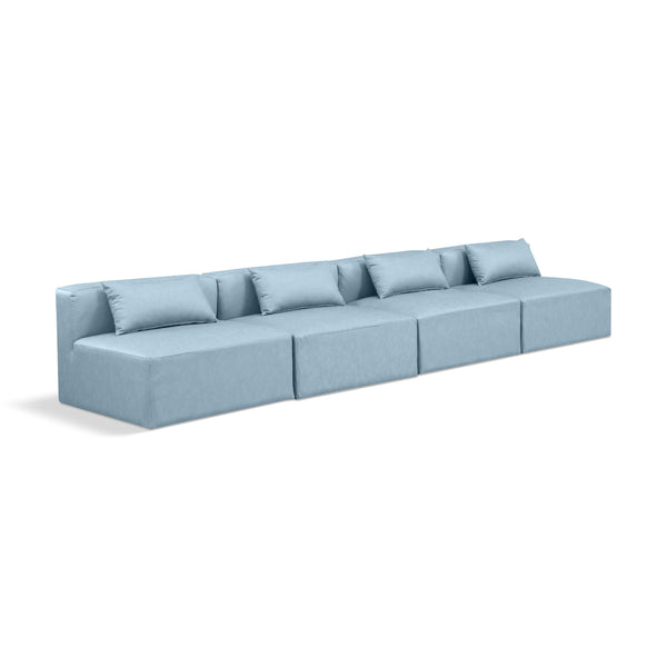 Meridian Cube Light Blue Vegan Leather Modular Sofa IMAGE 1
