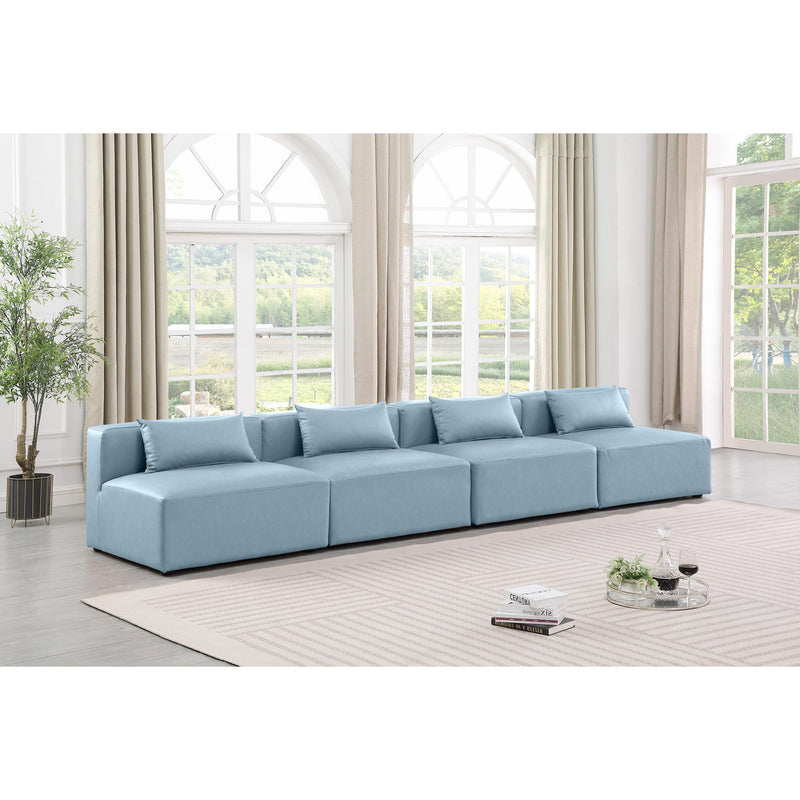 Meridian Cube Light Blue Vegan Leather Modular Sofa IMAGE 2