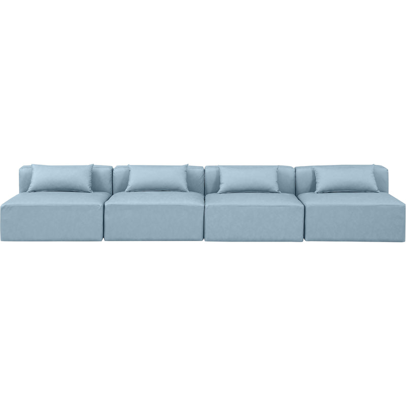 Meridian Cube Light Blue Vegan Leather Modular Sofa IMAGE 4