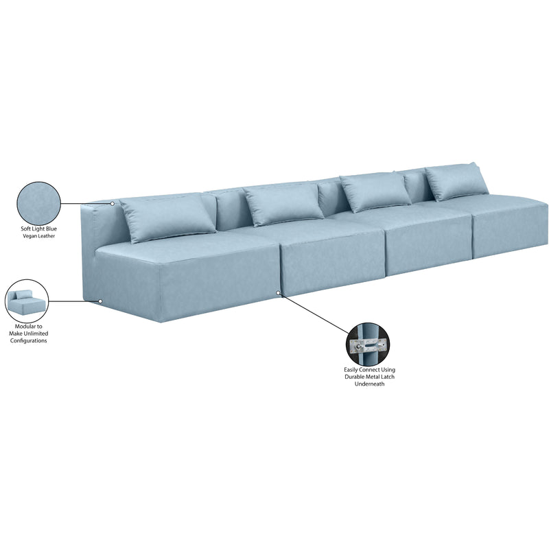 Meridian Cube Light Blue Vegan Leather Modular Sofa IMAGE 8