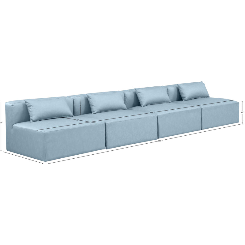 Meridian Cube Light Blue Vegan Leather Modular Sofa IMAGE 9