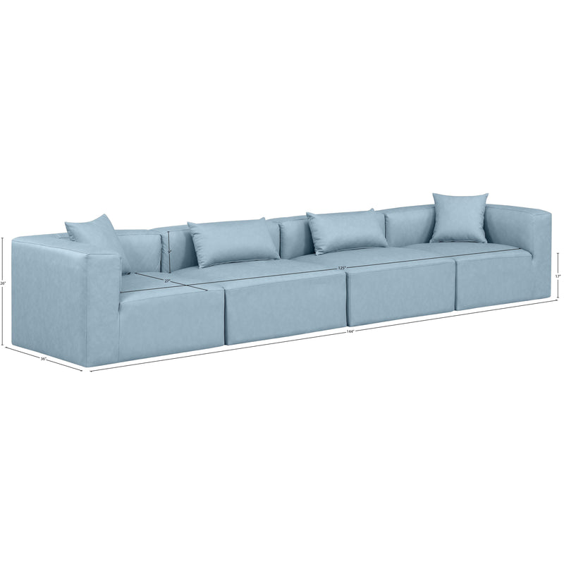 Meridian Cube Light Blue Vegan Leather Modular Sofa IMAGE 10