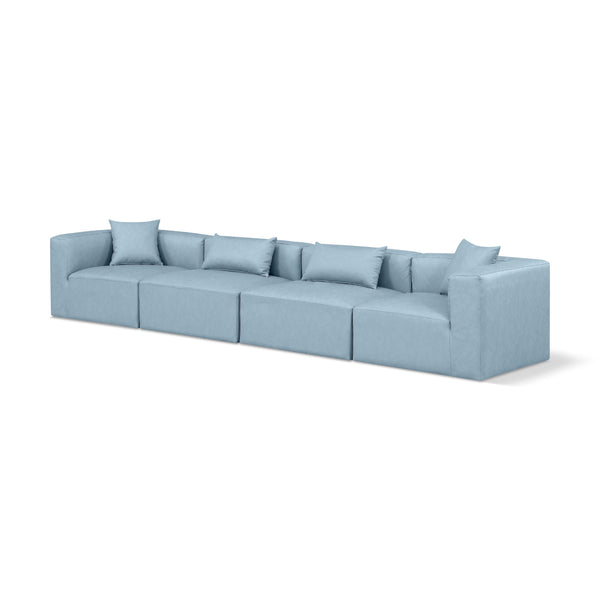 Meridian Cube Light Blue Vegan Leather Modular Sofa IMAGE 1