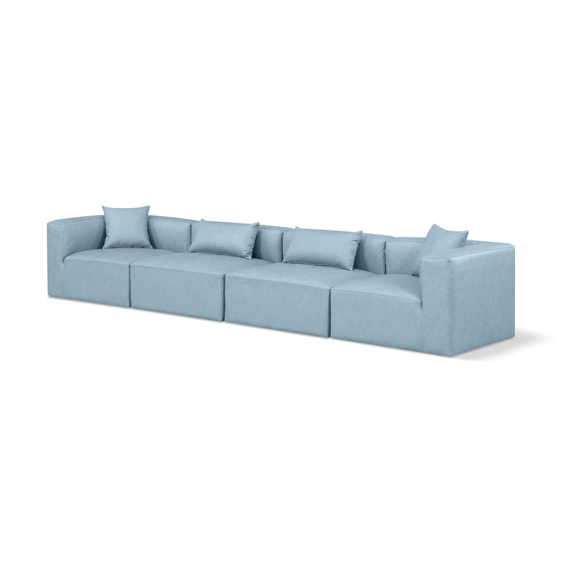Meridian Cube Light Blue Vegan Leather Modular Sofa IMAGE 1
