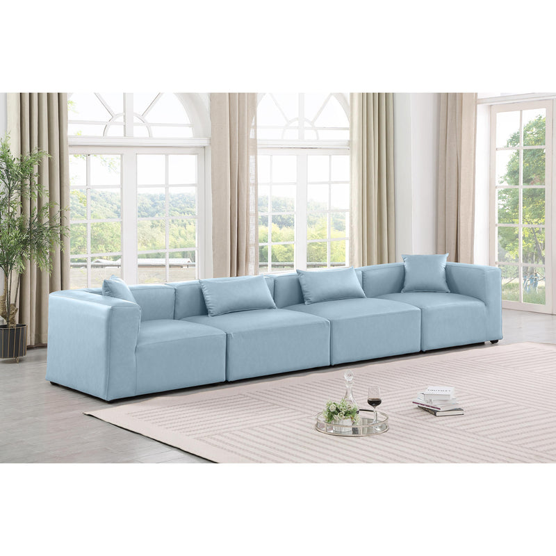 Meridian Cube Light Blue Vegan Leather Modular Sofa IMAGE 2