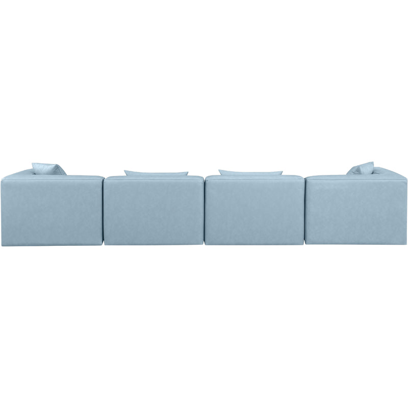 Meridian Cube Light Blue Vegan Leather Modular Sofa IMAGE 3