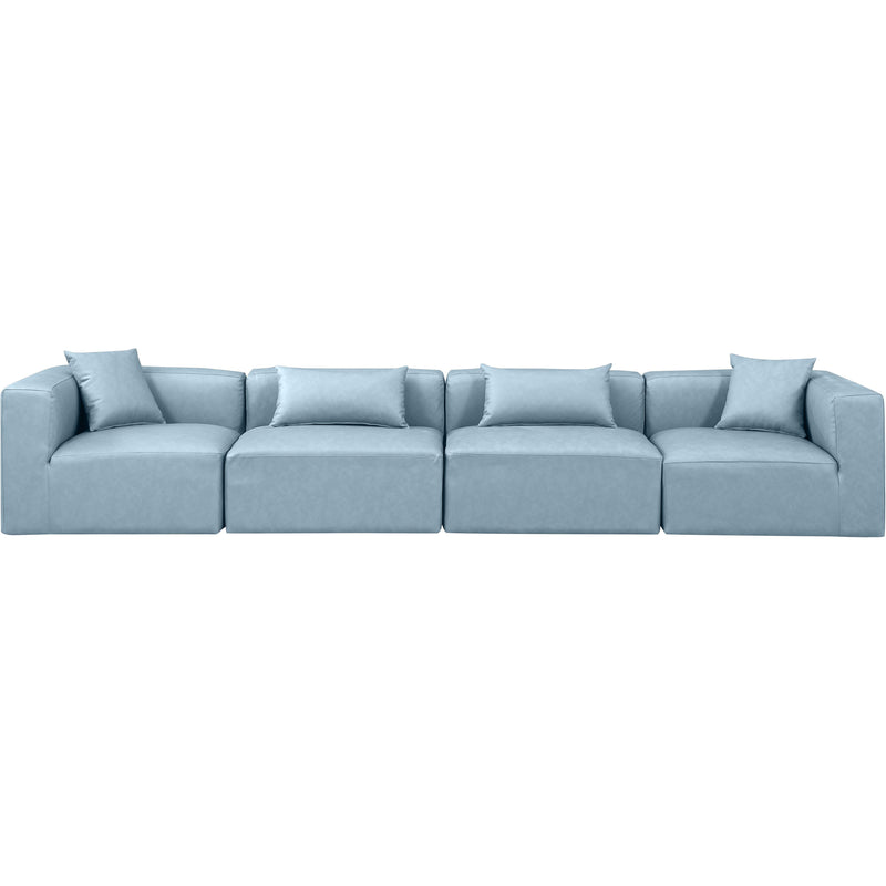 Meridian Cube Light Blue Vegan Leather Modular Sofa IMAGE 4
