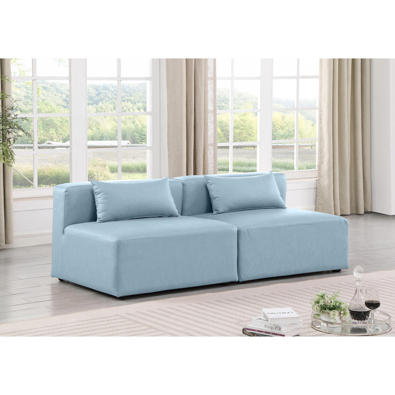 Meridian Cube Light Blue Vegan Leather Modular Sofa IMAGE 2