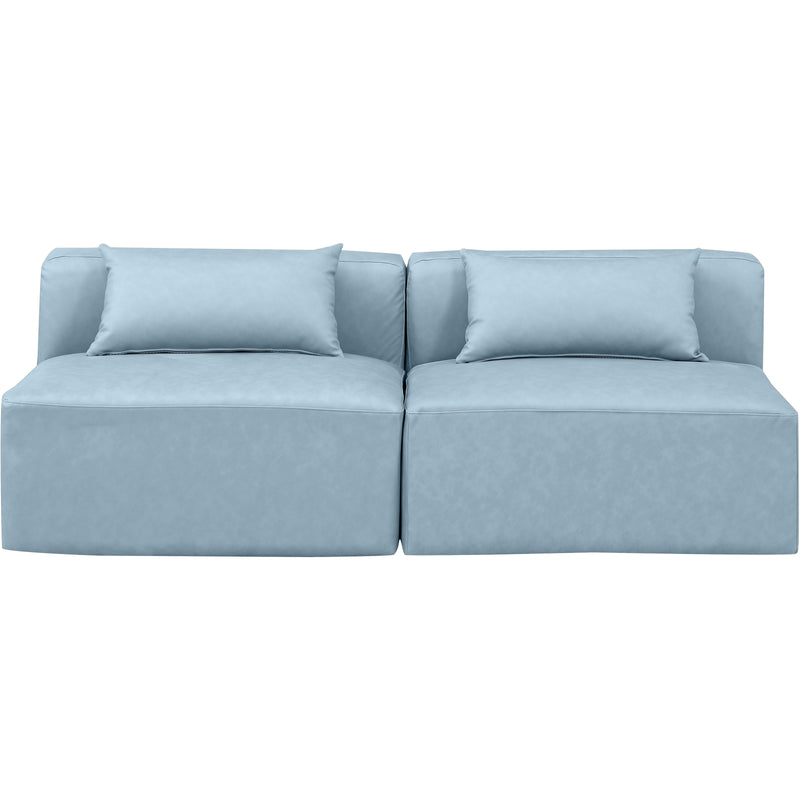 Meridian Cube Light Blue Vegan Leather Modular Sofa IMAGE 4