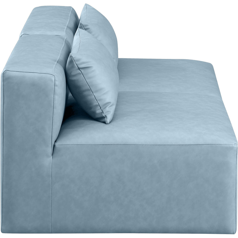 Meridian Cube Light Blue Vegan Leather Modular Sofa IMAGE 5