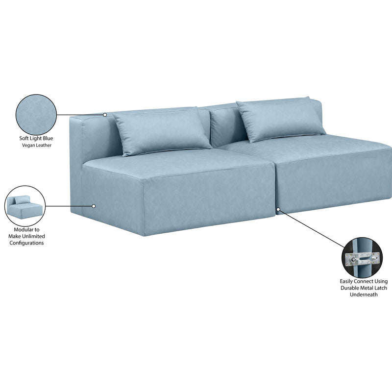 Meridian Cube Light Blue Vegan Leather Modular Sofa IMAGE 7