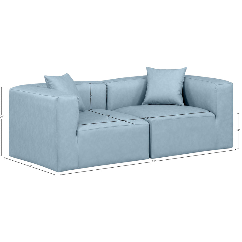 Meridian Cube Light Blue Vegan Leather Modular Sofa IMAGE 10