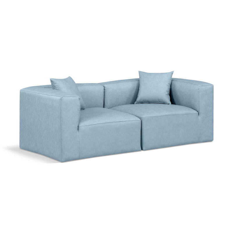 Meridian Cube Light Blue Vegan Leather Modular Sofa IMAGE 1
