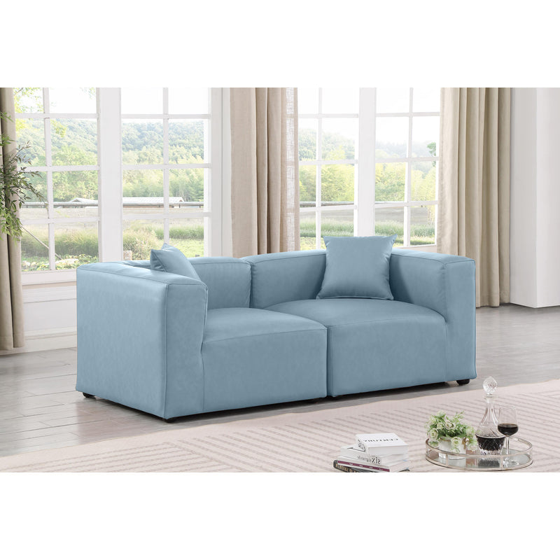 Meridian Cube Light Blue Vegan Leather Modular Sofa IMAGE 2