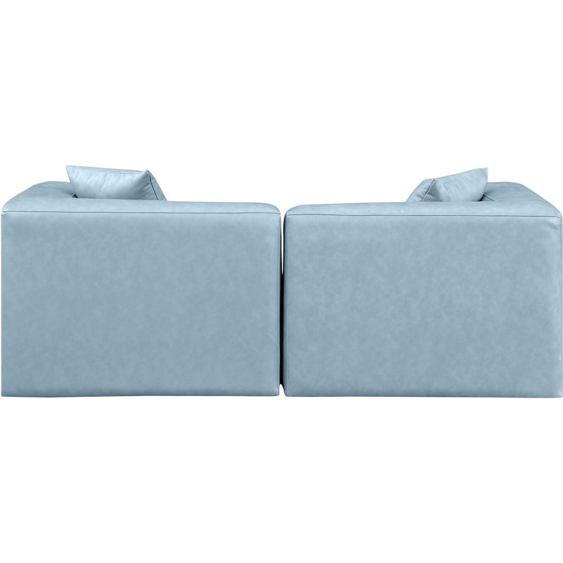 Meridian Cube Light Blue Vegan Leather Modular Sofa IMAGE 3