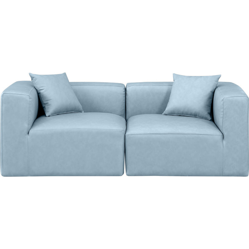 Meridian Cube Light Blue Vegan Leather Modular Sofa IMAGE 4