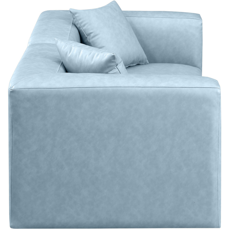 Meridian Cube Light Blue Vegan Leather Modular Sofa IMAGE 5