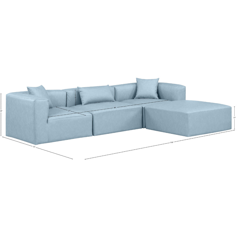 Meridian Cube Light Blue Vegan Leather Modular Sectional IMAGE 10