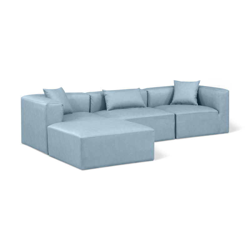 Meridian Cube Light Blue Vegan Leather Modular Sectional IMAGE 1