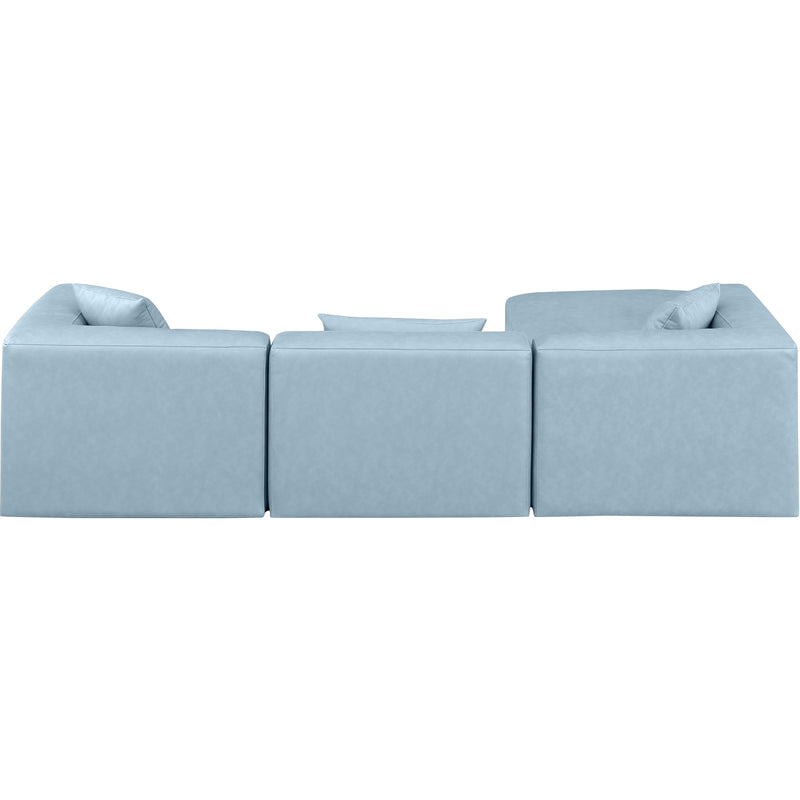 Meridian Cube Light Blue Vegan Leather Modular Sectional IMAGE 3