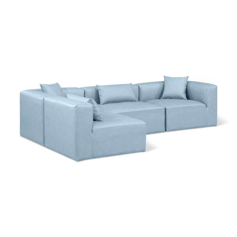 Meridian Cube Light Blue Vegan Leather Modular Sectional IMAGE 1
