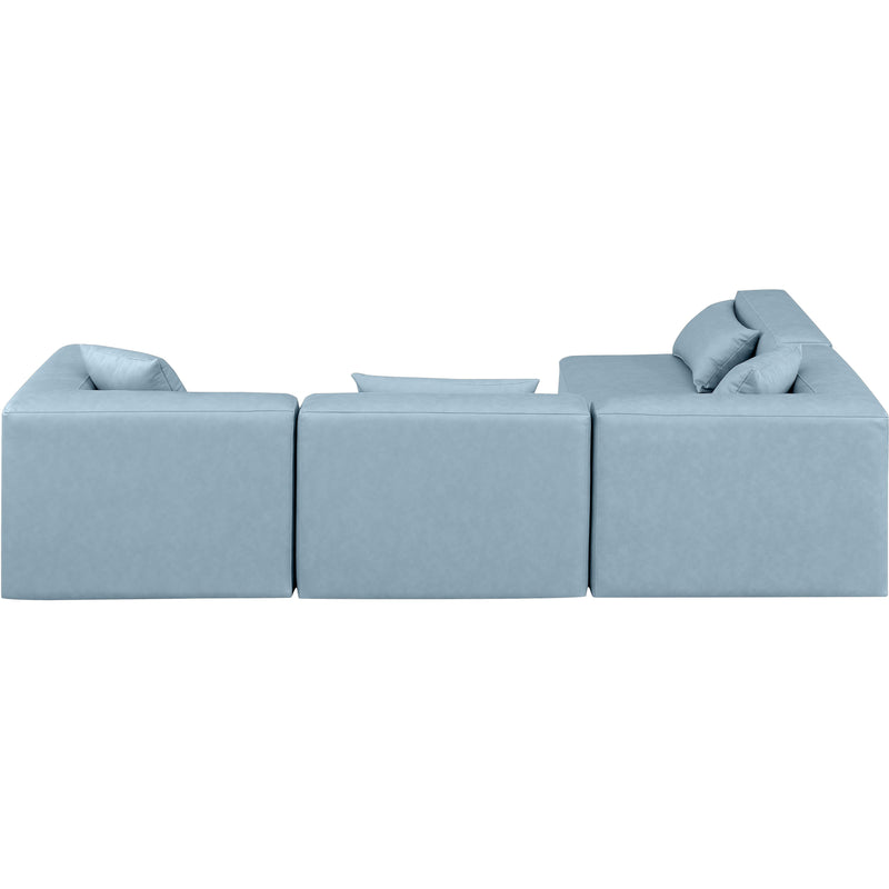 Meridian Cube Light Blue Vegan Leather Modular Sectional IMAGE 3