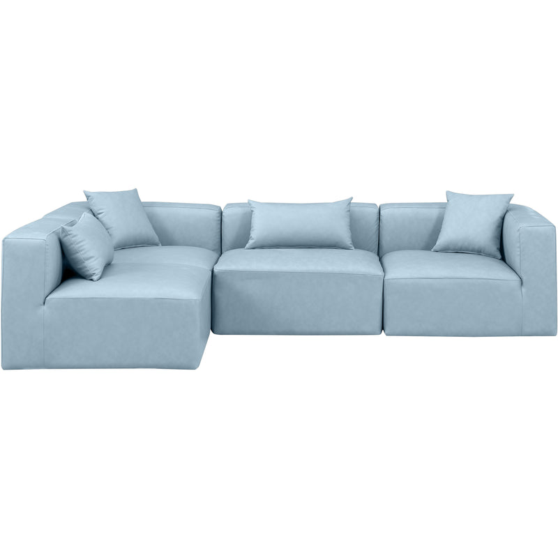 Meridian Cube Light Blue Vegan Leather Modular Sectional IMAGE 4