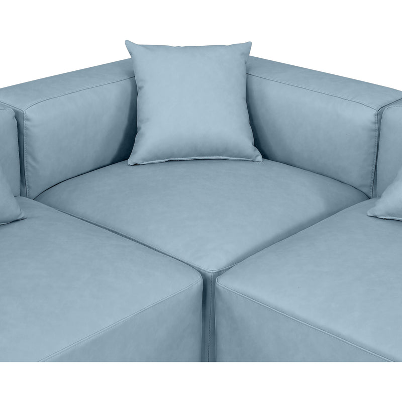 Meridian Cube Light Blue Vegan Leather Modular Sectional IMAGE 7