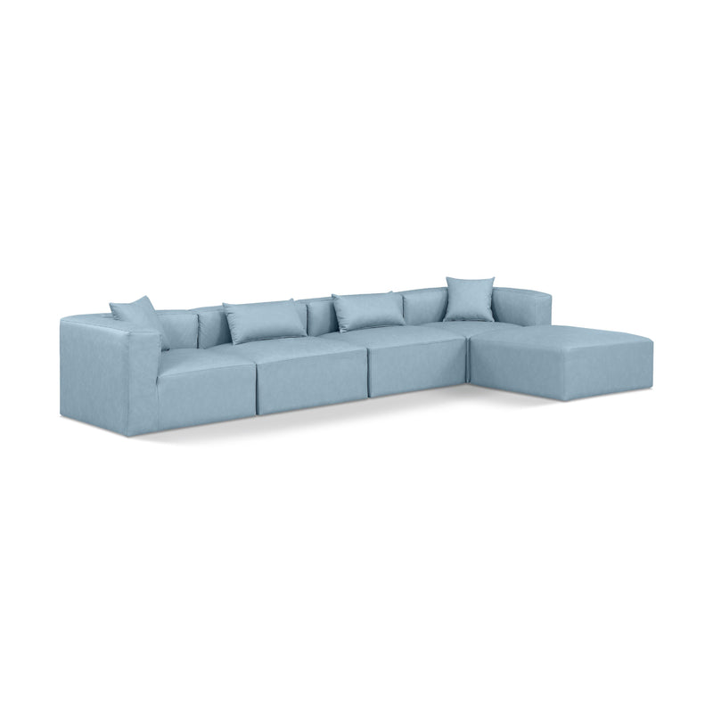Meridian Cube Light Blue Vegan Leather Modular Sectional IMAGE 1
