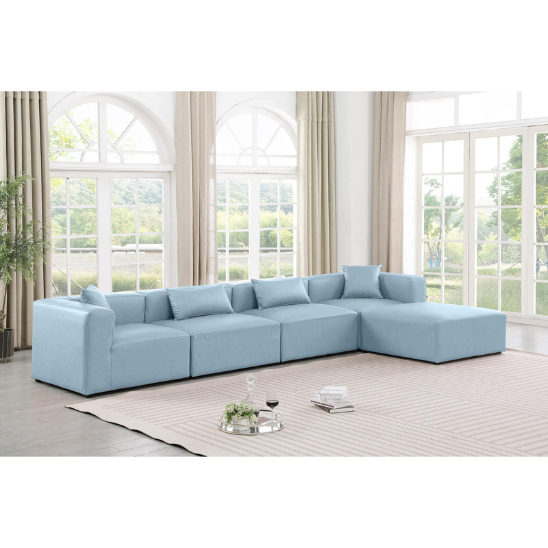 Meridian Cube Light Blue Vegan Leather Modular Sectional IMAGE 2