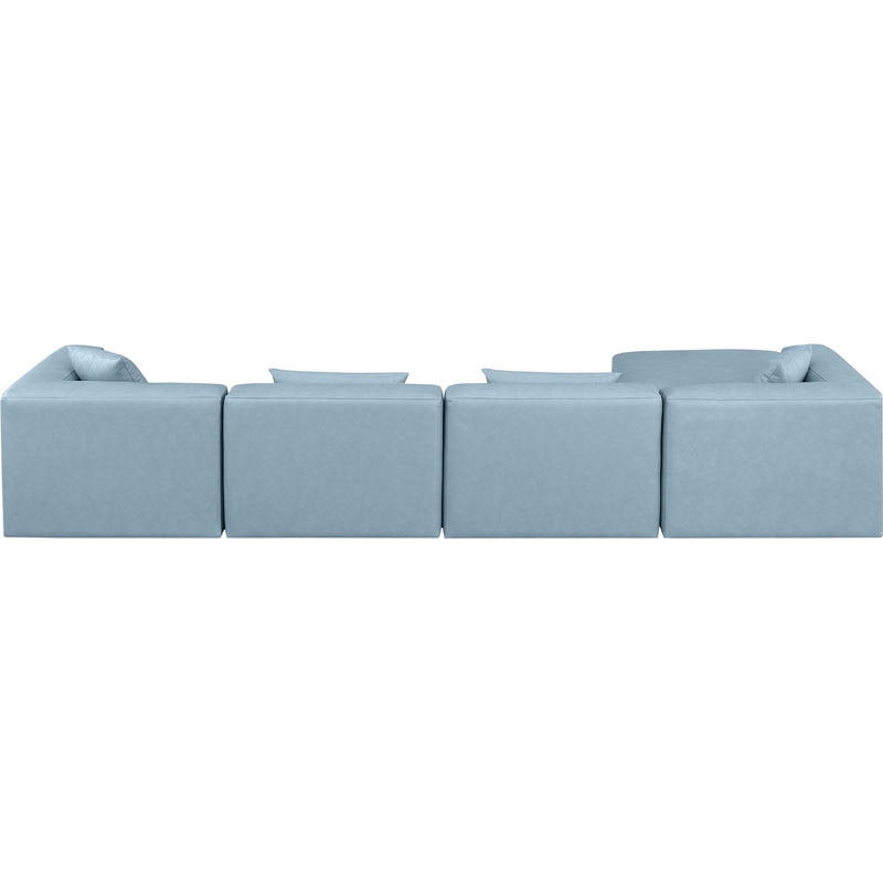 Meridian Cube Light Blue Vegan Leather Modular Sectional IMAGE 3