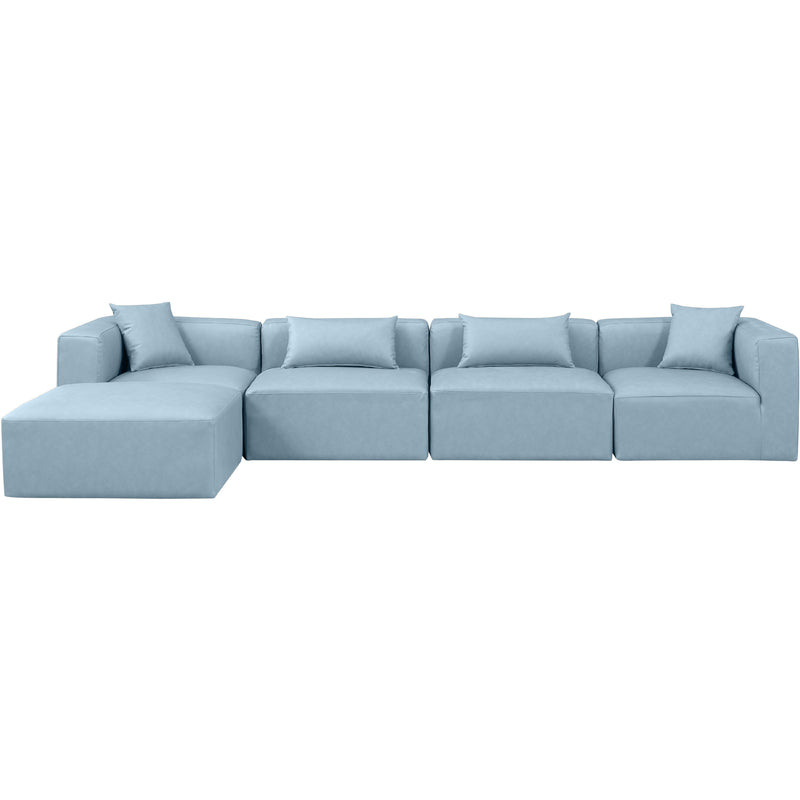 Meridian Cube Light Blue Vegan Leather Modular Sectional IMAGE 4