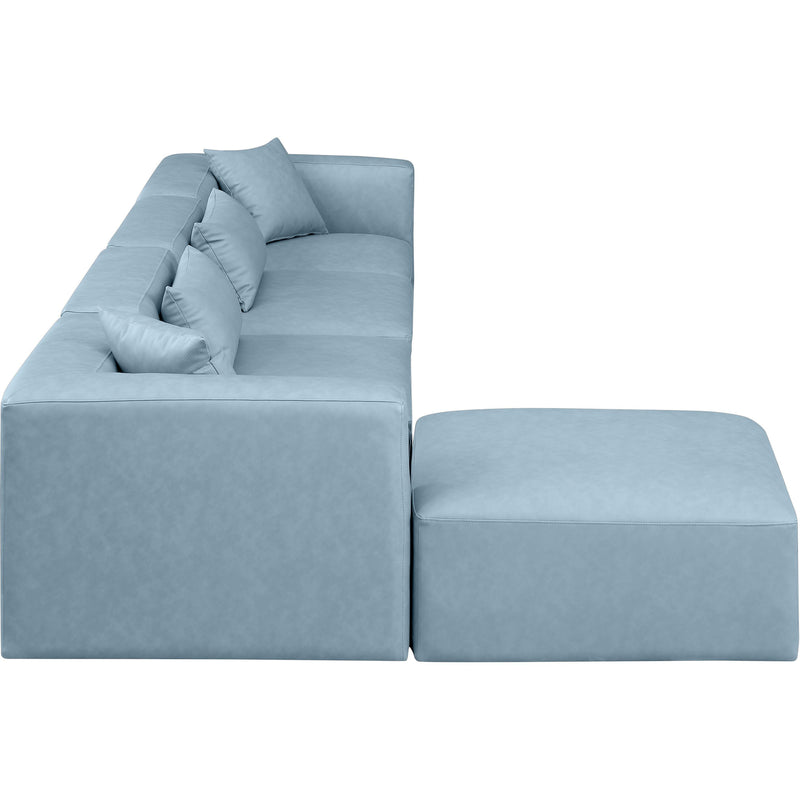 Meridian Cube Light Blue Vegan Leather Modular Sectional IMAGE 5