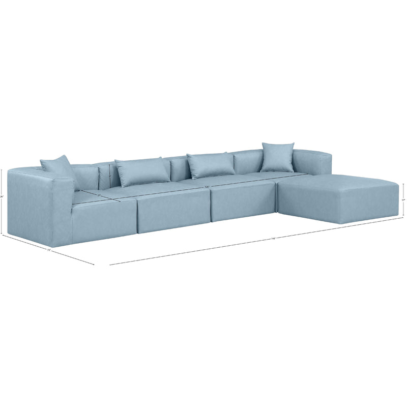 Meridian Cube Light Blue Vegan Leather Modular Sectional IMAGE 9