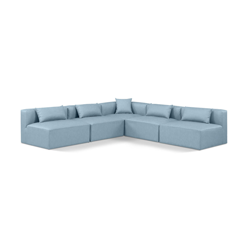 Meridian Cube Light Blue Vegan Leather Modular Sectional IMAGE 1