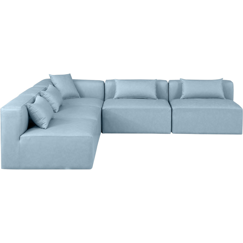 Meridian Cube Light Blue Vegan Leather Modular Sectional IMAGE 4