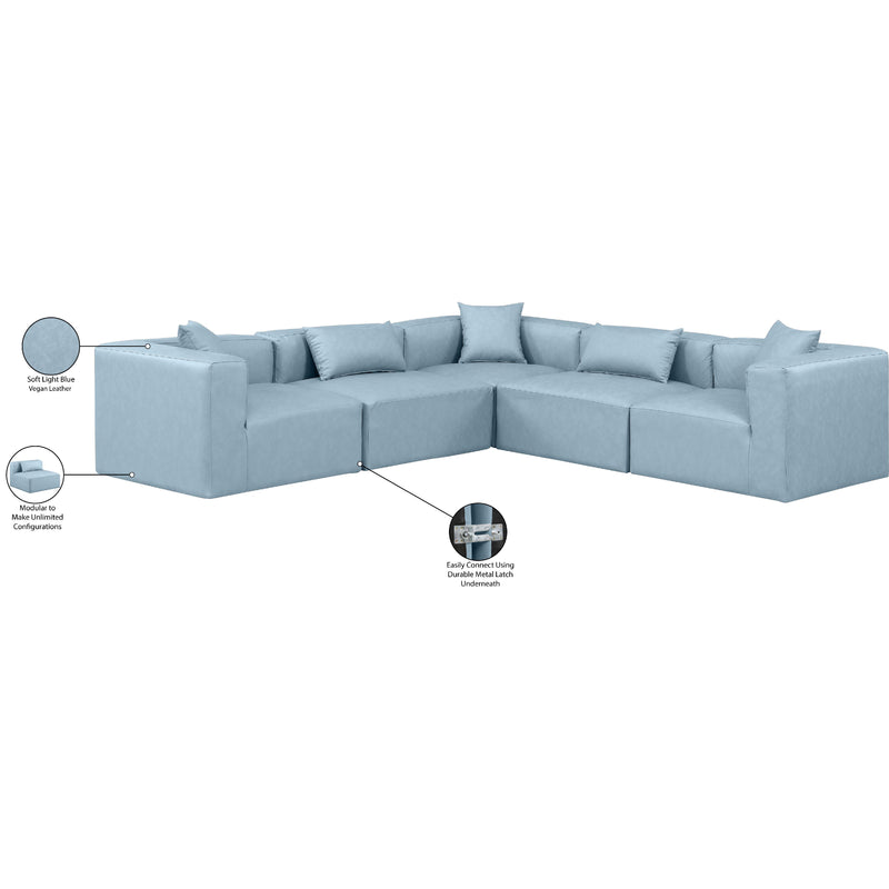 Meridian Cube Light Blue Vegan Leather Modular Sectional IMAGE 10