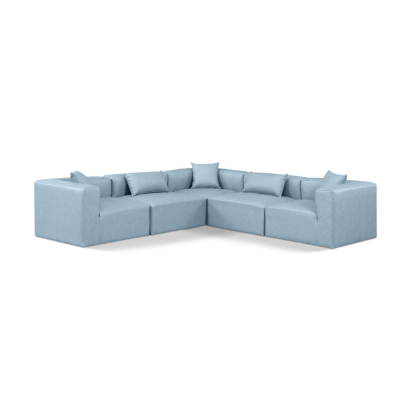 Meridian Cube Light Blue Vegan Leather Modular Sectional IMAGE 1