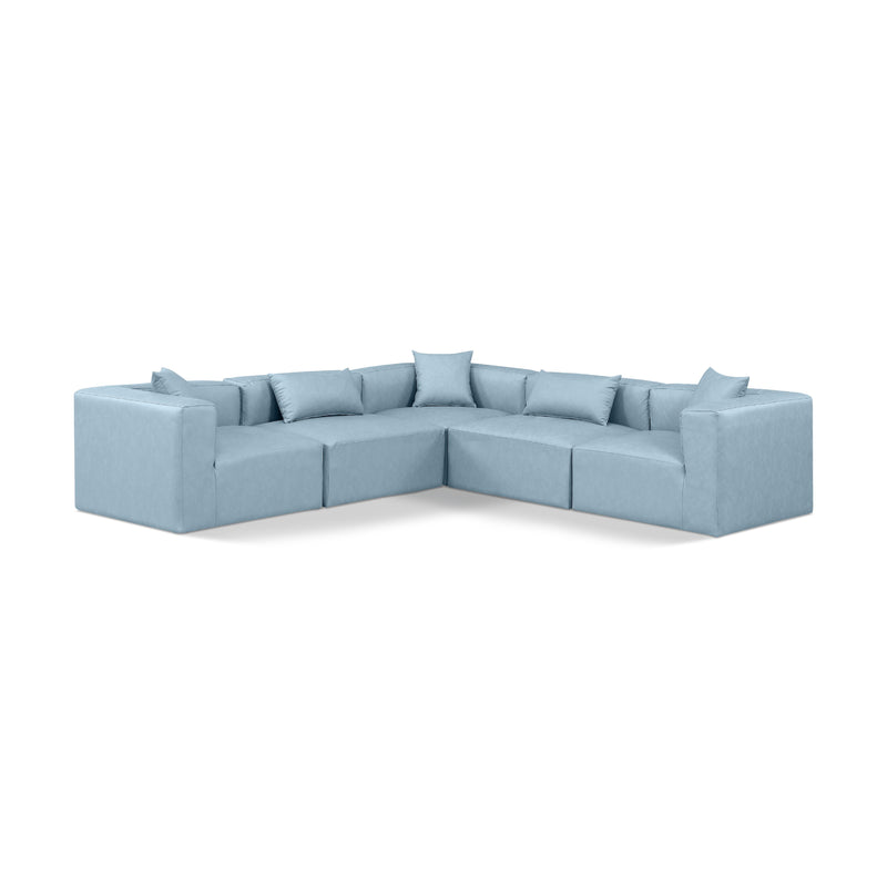 Meridian Cube Light Blue Vegan Leather Modular Sectional IMAGE 1