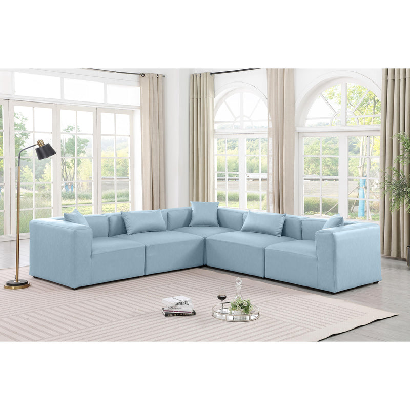 Meridian Cube Light Blue Vegan Leather Modular Sectional IMAGE 2