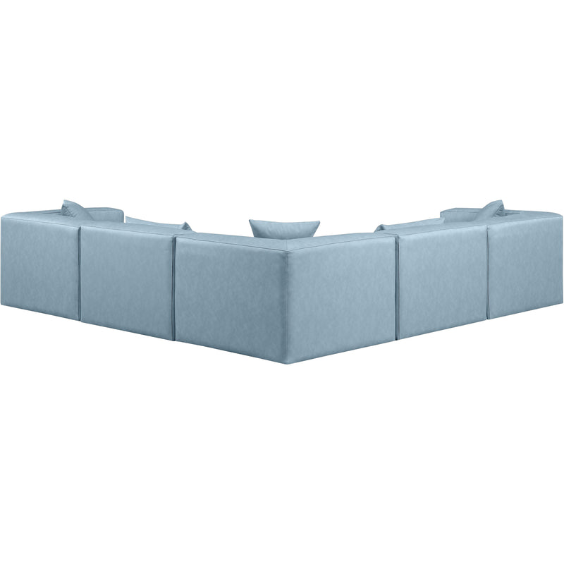 Meridian Cube Light Blue Vegan Leather Modular Sectional IMAGE 3