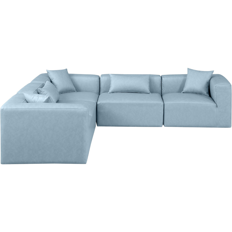 Meridian Cube Light Blue Vegan Leather Modular Sectional IMAGE 4