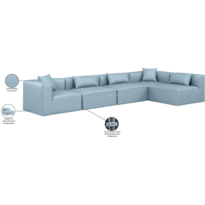 Meridian Cube Light Blue Vegan Leather Modular Sectional IMAGE 10