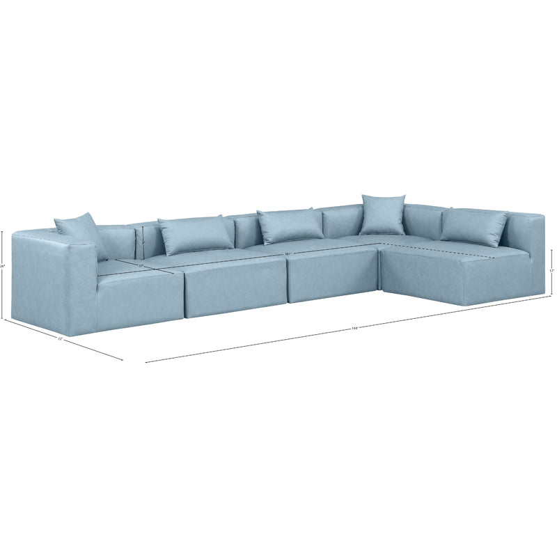 Meridian Cube Light Blue Vegan Leather Modular Sectional IMAGE 11
