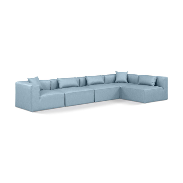 Meridian Cube Light Blue Vegan Leather Modular Sectional IMAGE 1
