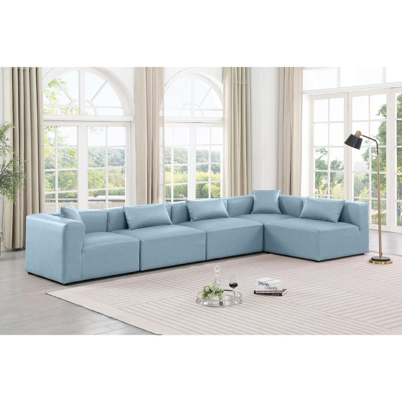 Meridian Cube Light Blue Vegan Leather Modular Sectional IMAGE 2