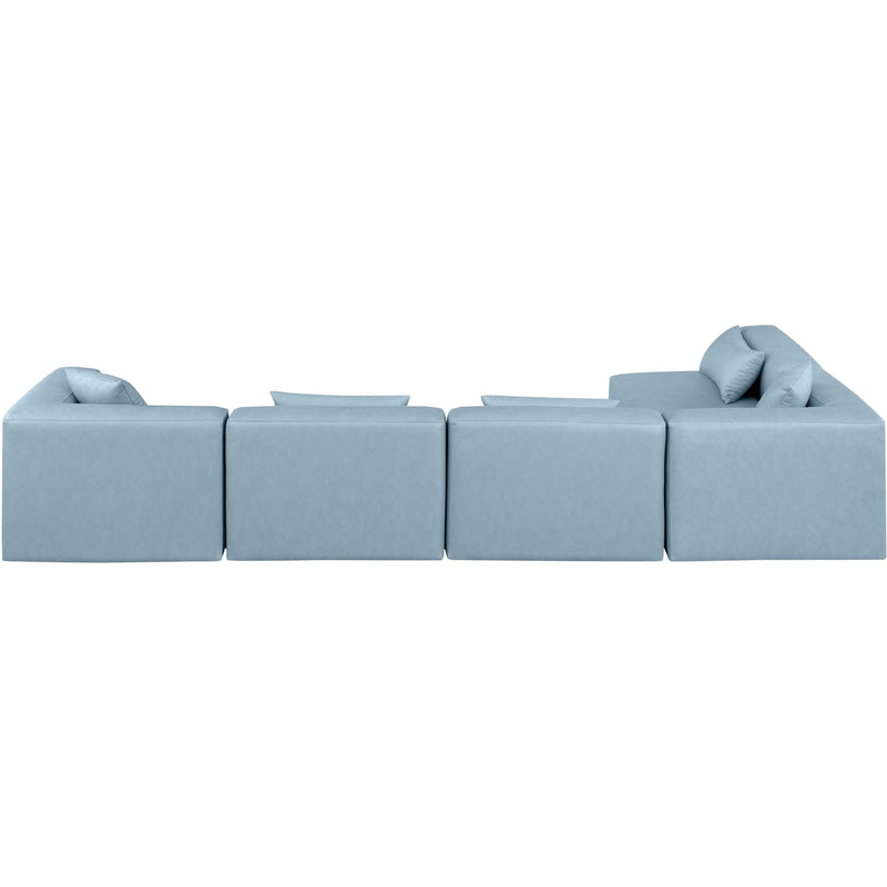 Meridian Cube Light Blue Vegan Leather Modular Sectional IMAGE 3