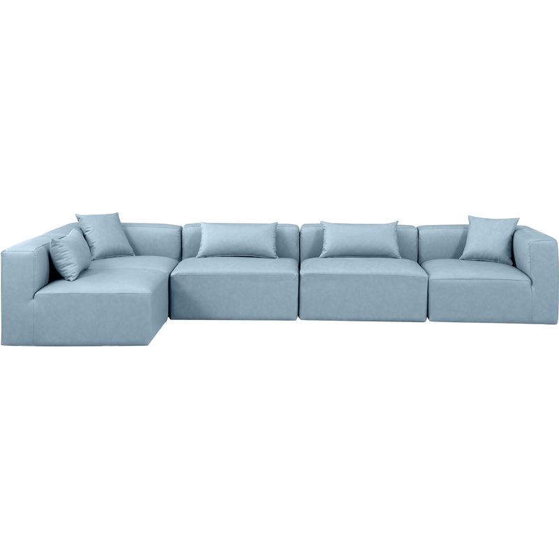 Meridian Cube Light Blue Vegan Leather Modular Sectional IMAGE 4
