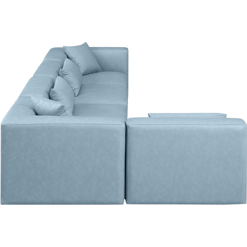 Meridian Cube Light Blue Vegan Leather Modular Sectional IMAGE 5